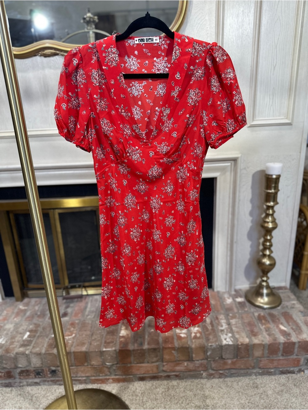 Ciao Lucia Dress XS Red Floral Silk Mini Cottagecore Romantic French Girl